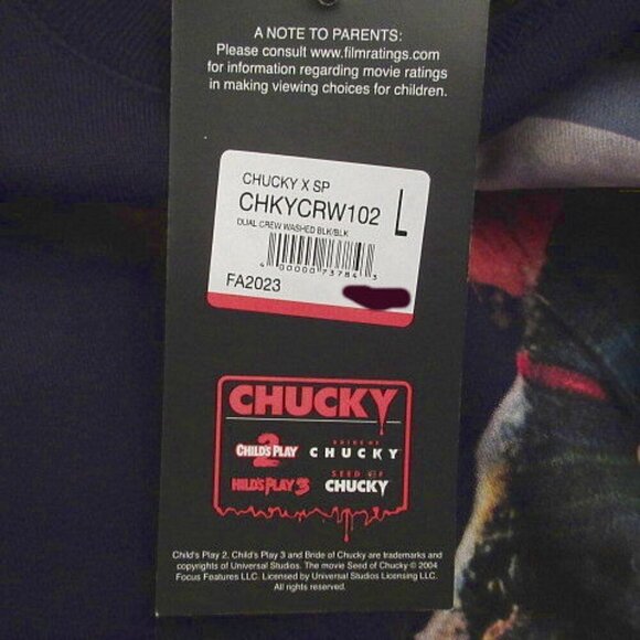 Shoe Palace Chucky Graphic Sweatshirt Size L Killer 2 Side Horror Goth Halloween - Picture 12 of 13